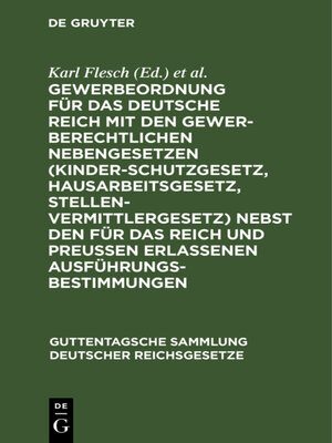 cover image of Gewerbeordnung für das Deutsche Reich